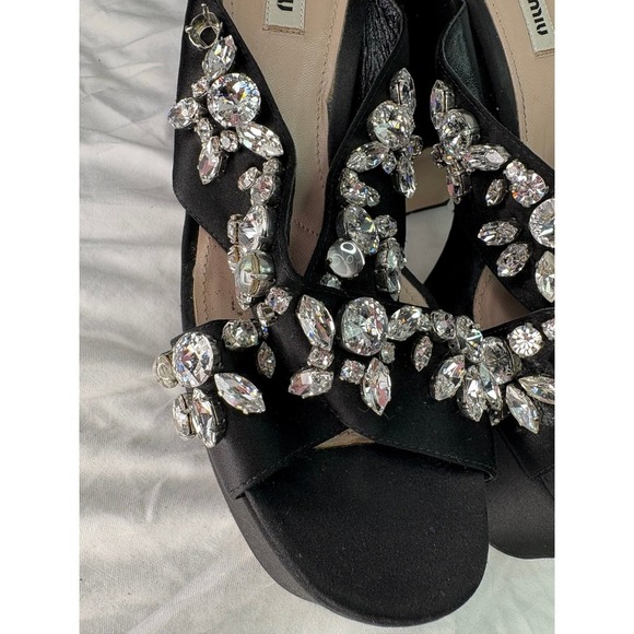 Miu Miu crystal black satan platform size 39 - Picture 5 of 9